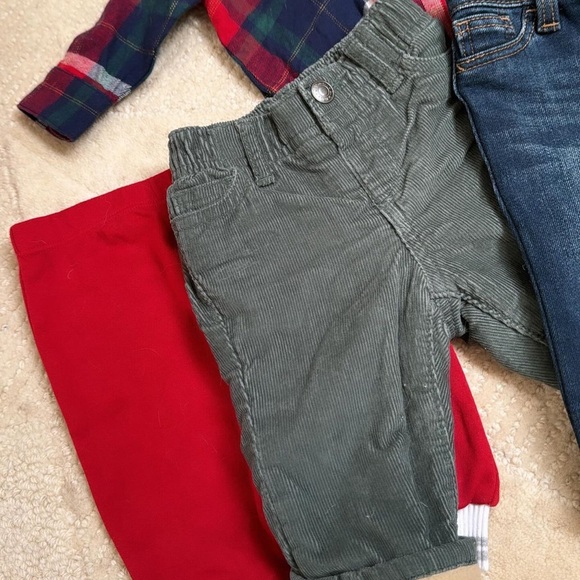 Nb-3 m Christmas holiday bundle aesthetic baby boy plaid flannel corduroys pants - Picture 3 of 4